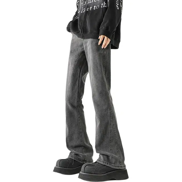 巴塞罗那足球俱乐部 美式复古微喇弹力百搭长裤牛仔裤 男女同款