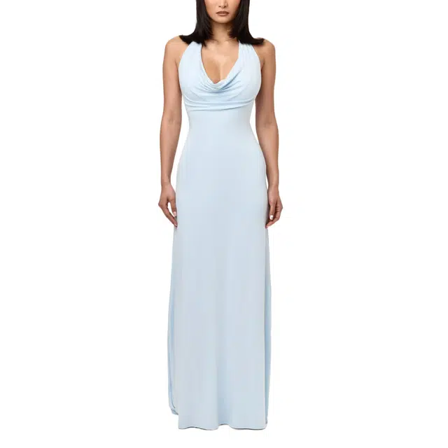 NAKED WARDROBE Smooth Halter Cowl Maxi Dress