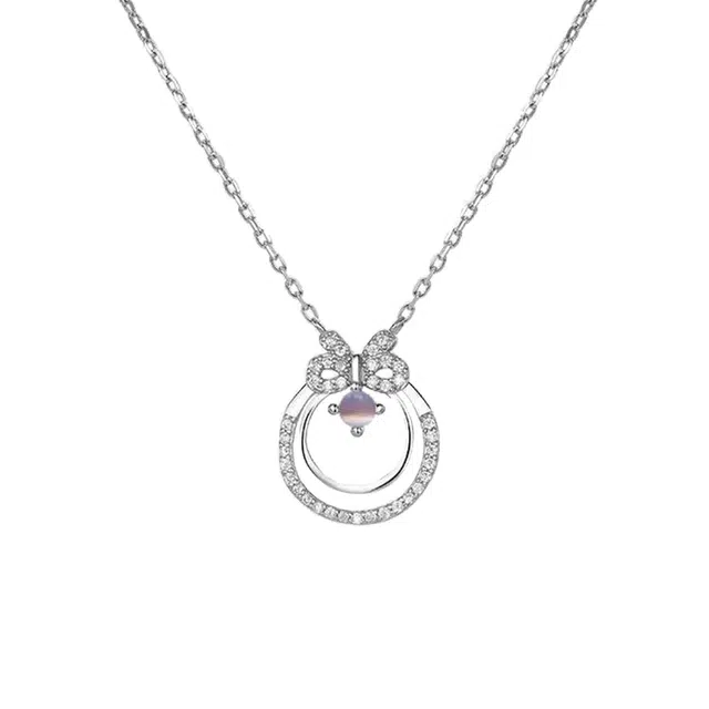 前方大荒野 月光蝴蝶结锁骨链森系小清新甜美温柔迷人小众简约时尚设计潮流百搭精致日常时髦气质 锆石 项链 女款