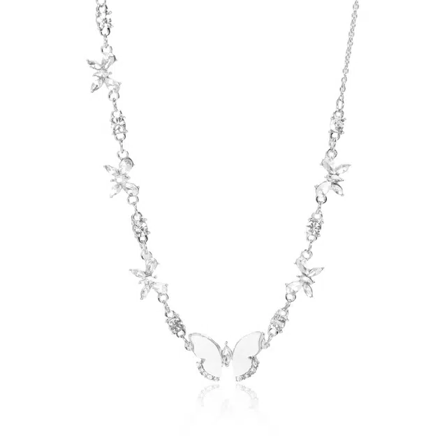 克兰茜 贝母蝴蝶 气质甜美小众轻奢精致高级感 潮流时尚大气百搭清冷感锁骨链 合金 项链 女款 送礼女生闺蜜礼盒装