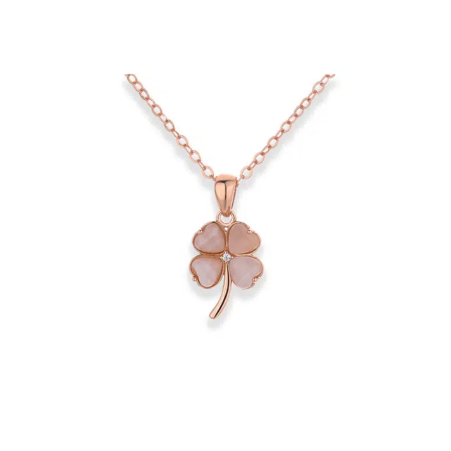 大唐国鼎 四叶草时尚简约轻奢小众设计森系高级感优雅甜美精致气质甜妹可爱温柔浪漫百搭 好运合成/人造 玻璃猫眼 项链 女款