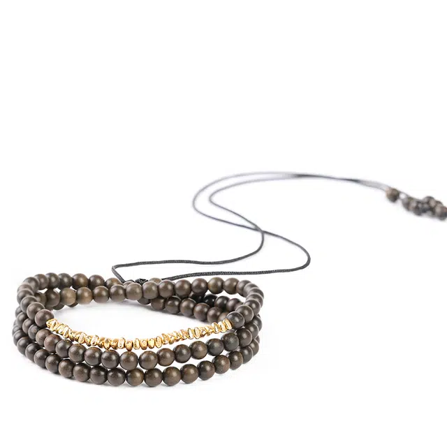 三檀小舍 招财转运新中式轻奢高级小众 可调节活动 檀木 项链 男女同款情侣款