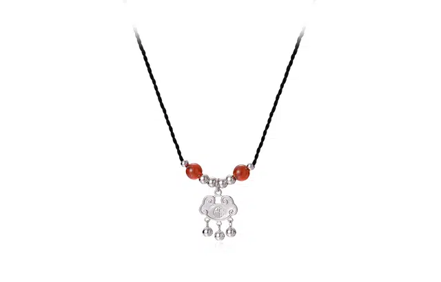 尚银福 祥云平安锁 新中式复古国潮民族风时尚个性轻奢高级感 新年本命年招财纳福 合金 项链 女款