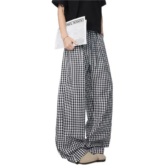 童先森 美式格子拼接纯棉长裤休闲裤 男款