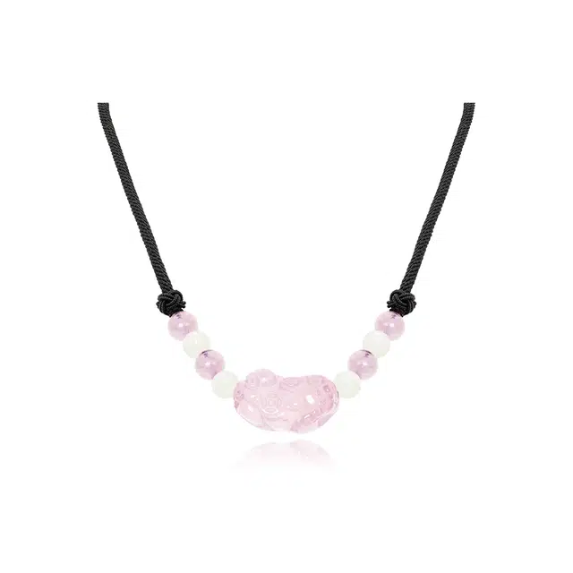 谧月珠宝 招财转运珠貔貅 新中式国潮复古 轻奢高级感气质优雅本命年 精致甜美小众 黑曜石 玉石项链 男女同款情侣款