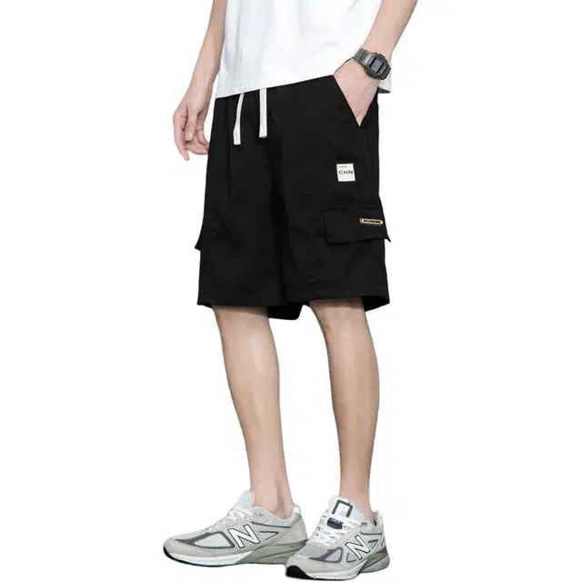 羽浅 工装五分裤薄款速干透气宽松直筒个性中裤休闲短裤 男款