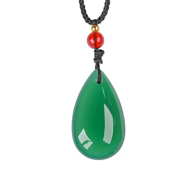 素于 平安喜乐 小众轻奢设计翠绿 玉润雨点 好运连连复古简约通勤时尚百搭 锁骨链#幸运配饰 玉髓 项链 男女同款情侣款