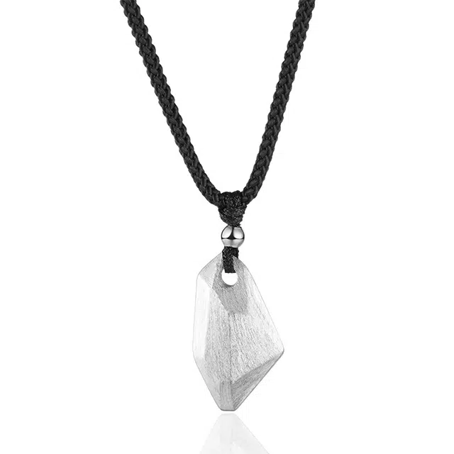 前方大荒野 幸运三生石  新中式国潮不规则几何形设计许愿石简约时尚百搭编织绳锁骨链生日告白礼招财好运 项链 男女同款情侣款