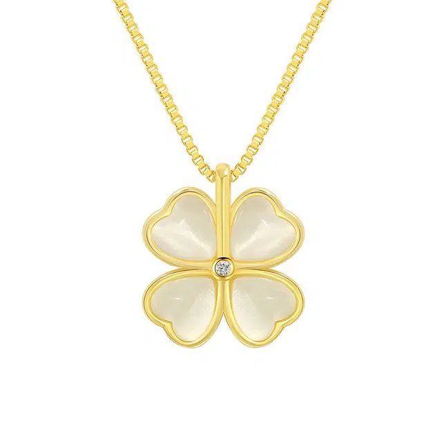 大唐国鼎 四叶草 轻奢小众高级设计感优雅 日韩甜美精致 高贵大气可爱少女风 琉璃 项链 女款