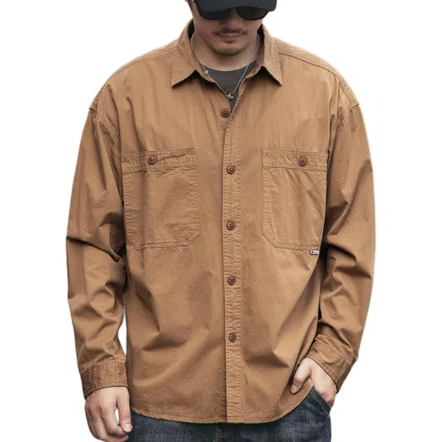 格蓝鹿 潮牌美式复古多巴胺基础简约长袖衬衫 男女同款