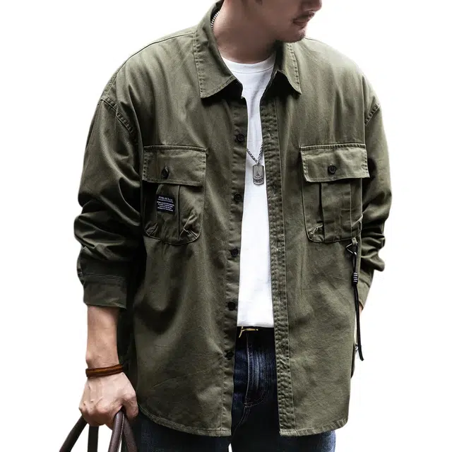 格蓝鹿 山系户外经典美式复古休闲做旧水洗长袖衬衫 男女同款