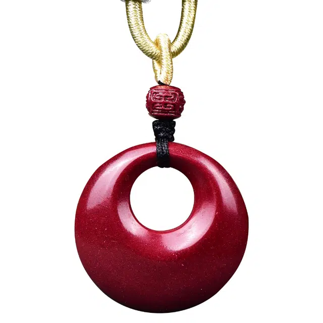 翠雅金楼 平安扣 国潮复古新中式招财转运#好运 再造辰砂朱砂 项链 男女同款情侣款