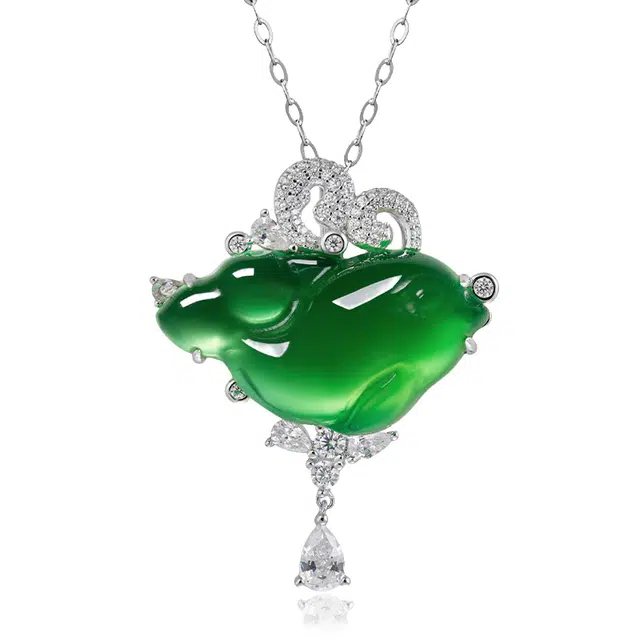 缘钰祥 灵鱼 璀璨如诗小众设计感 玉髓 项链 女款