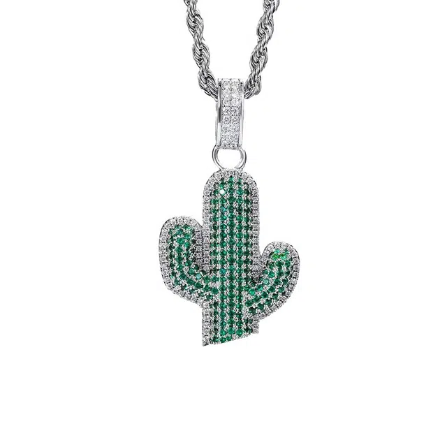 暖瞳 仙人掌 钛钢 项链 男款