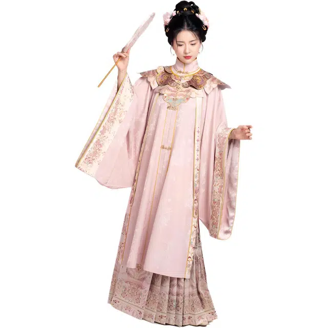 织造司 金丝粉羽  原创凤凰翎羽立领对襟大袖衫云肩学士马面裙高贵复古精致汉服 女款