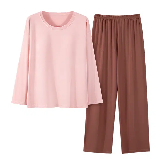 顶瓜瓜 舒适简约透气女款带胸垫可外穿家居服睡衣套装 男女同款