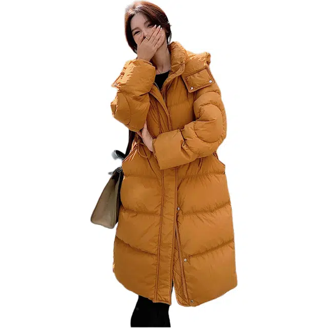 鸭鸭 加厚纯色连帽羽绒服 女款