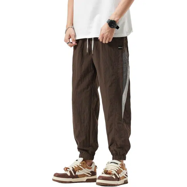 隐狼世家 冰丝裤薄款束脚户外运动速干空调防晒九分裤夏季休闲裤 男款