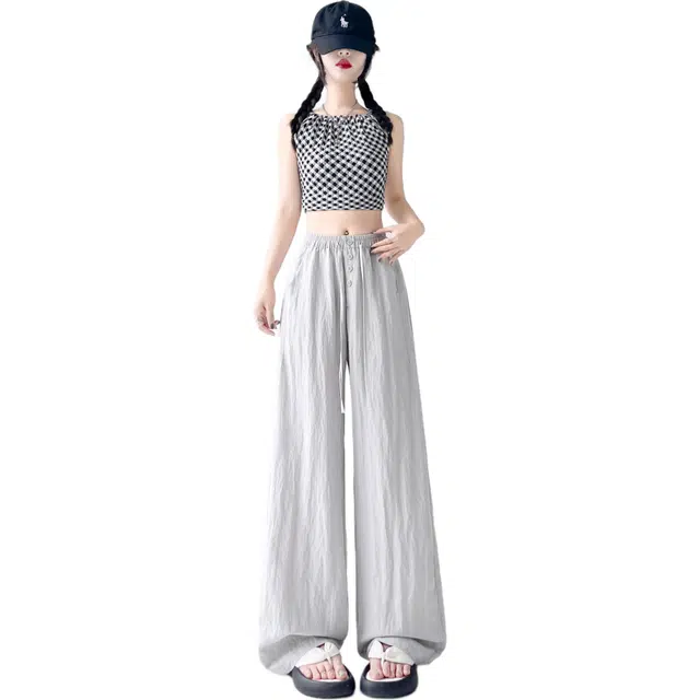 水中花 宽松舒适时尚阔腿休闲裤 女款