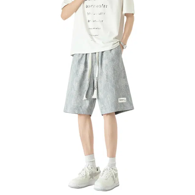 敦煌博物馆 美式复古渐变设计潮流百搭宽松户外通勤运动大码舒适薄款透气系带五分直筒休闲短裤 男女同款