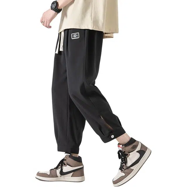 顶峰保罗 冰丝薄款宽松直筒运动九分休闲裤 男女同款