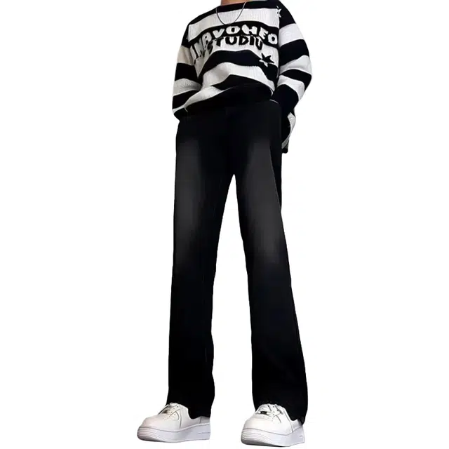 巴塞罗那足球俱乐部 美式复古微喇弹力百搭长裤牛仔裤 男女同款