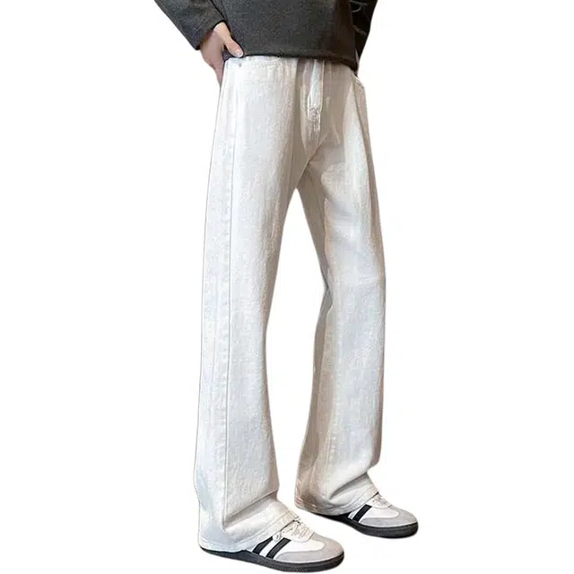 八哥 法式慵懒休闲日常出行复古做旧金属拉链中腰重工水洗舒适柔软时尚潮流通勤百搭微喇修身垂感长裤牛仔裤 男女同款