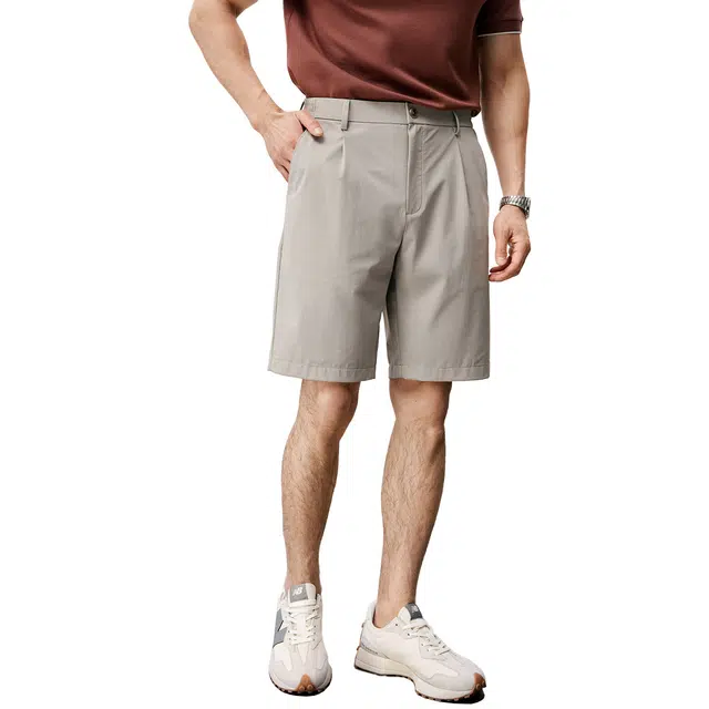 丹宁哲学 抗紫外线冰丝凉感面料纯色松紧腰五分裤休闲短裤 男款