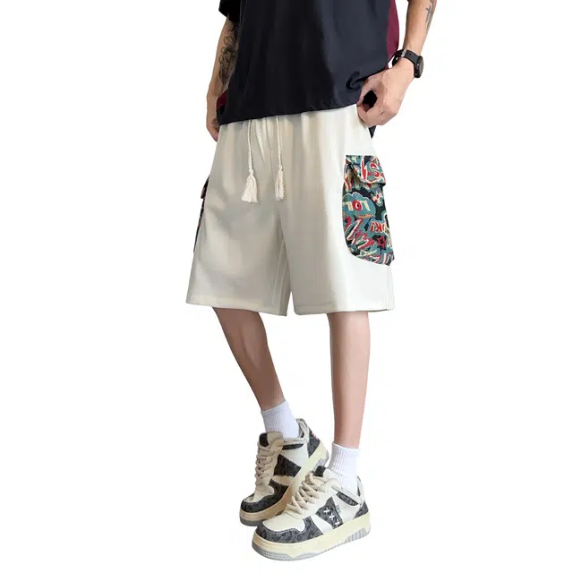 北欧攻略 美式复古夏季男士工装大口袋五分裤子宽松大码运动潮牌舒适透气休闲短裤 男款