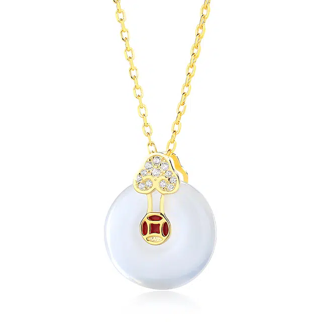 祝富礼 国潮新中式复古平安扣 玉髓 玉石项链 女款