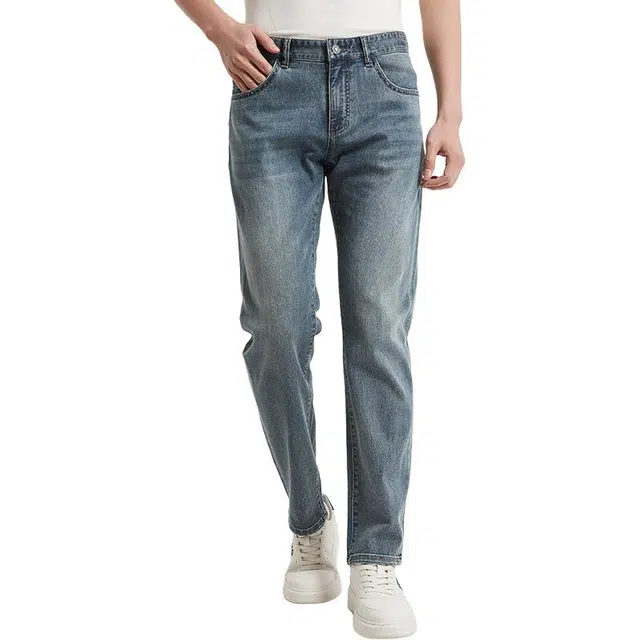 古鲨 牛仔裤潮流水洗修身长裤休闲裤 男款