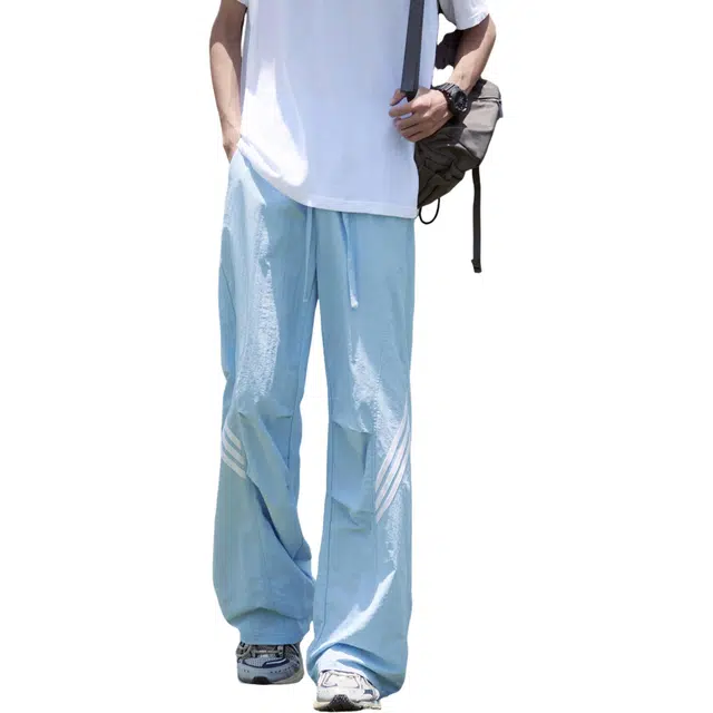 加荣 美式机能三条杠冰丝速干轻薄透气潮牌户外百搭宽松直筒阔腿休闲裤 男女同款