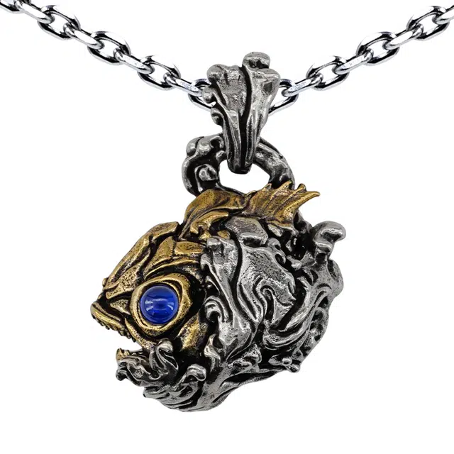 白木黑冰 恶鱼 原创小众设计高级感时尚潮流新中式 礼盒 银合金 铜 水晶 项链 男款