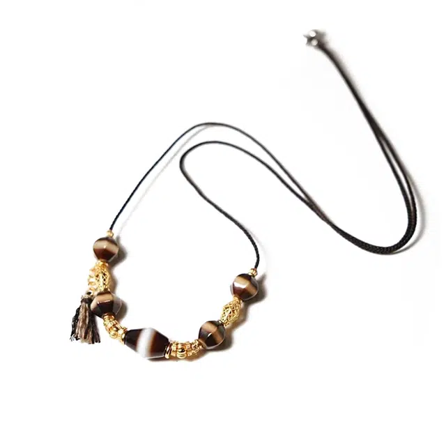 【福星高照交旺运】 玉临门 招财进宝 民族风天珠复古时尚编织吊坠 事业爆棚 升职加薪 高薪长伴#好运  玛瑙 项链 男女同款情侣款