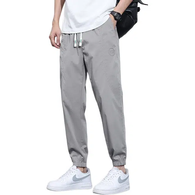 协协乐 纯色薄款凉感透气速干宽松束脚运动休闲裤 男款