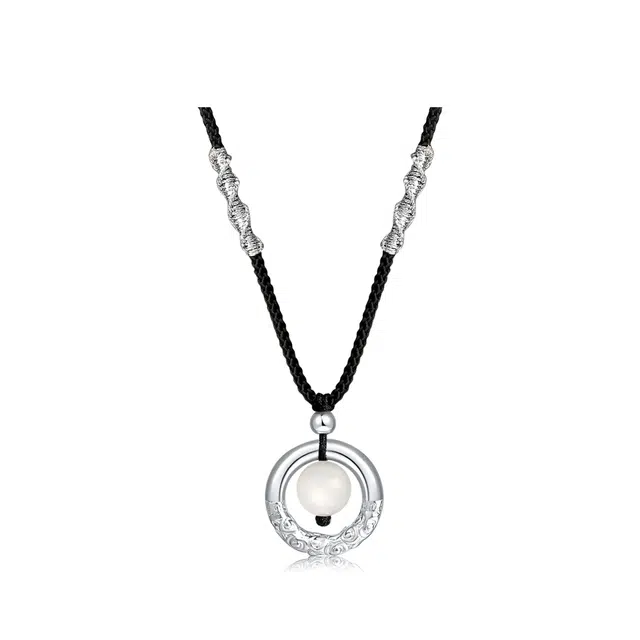 【普陀山官方已祝福】 普陀山文创 时来运转相思豆平安扣锁骨链复古转运珠手工编织吊坠 生日纪念日送礼 菩提子/菩提籽 项链 男女同款情侣款