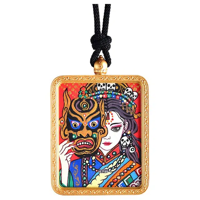喃呢 精工手绘藏式热贡唐卡扎基拉姆蛇年招财转运 新中式国风国潮旺福平安吉祥好运 铜合金 项链 男女同款情侣款
