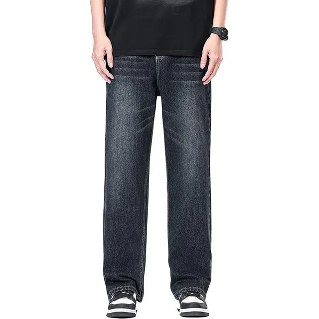 宝米卡 美式百搭复古阔腿潮牌痞帅休闲长裤牛仔裤 男女同款