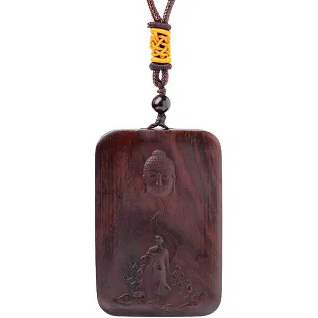 三檀小舍 大日如来生肖守护佛新中式国潮风复古文艺平安喜乐多财多福简约文玩盘玩佛珠念珠#好运 紫檀属 木作项链 男女同款情侣款