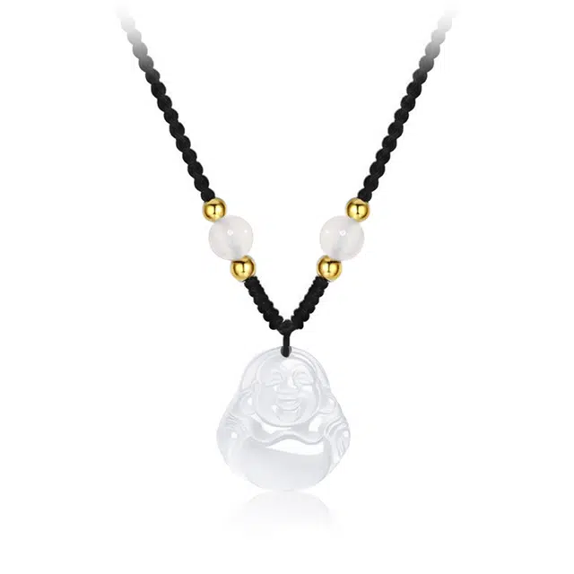 【清透温婉】 百慕眸 弥勒佛转运 礼盒装  新中式国潮优雅气质设计感 上岸平安喜乐 日常通勤百搭 可调节 玉髓 项链 男女同款情侣款