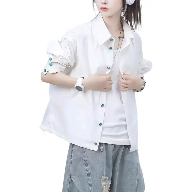 徐百货 绿松石上衣夏季薄款速干长袖防晒衣休闲百短袖衬衫 男女同款