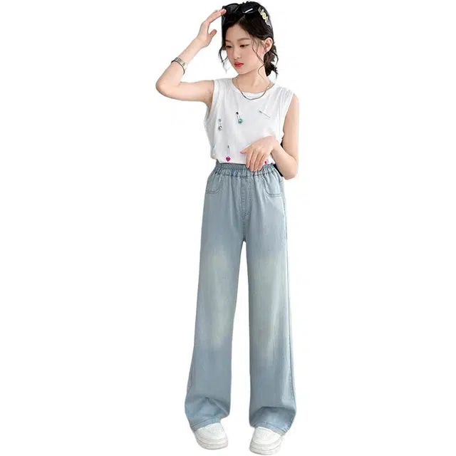 泰迪珍藏牛仔裤 时尚百搭潮流亲肤百搭 绿标阔腿裤 儿童款