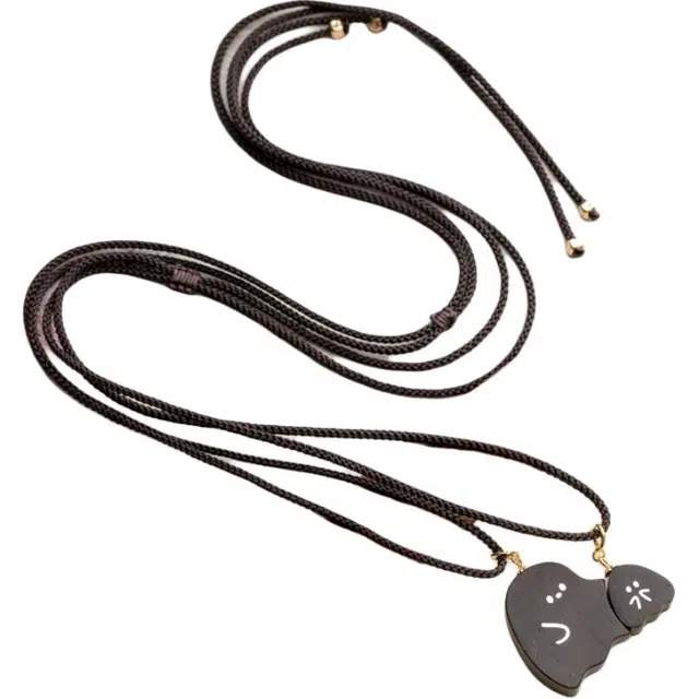 仙源 小幽灵 一对 新中式编绳文玩吊坠 平安福脖挂链 紫檀属 木作项链 通用