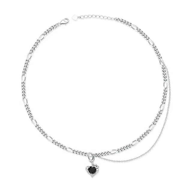 阡陌 幻夜之心锁骨链叠戴 甜酷个性文艺少女学院简约 浪漫温柔精致小众新颖高级 节日纪念日礼盒 合金 项链 女款