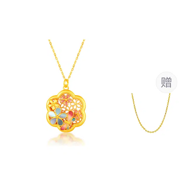 梦金园 绮梦花间 东方螺钿 新中式复古花开富贵好运相伴锁骨链#好运 贝母 项链 女款