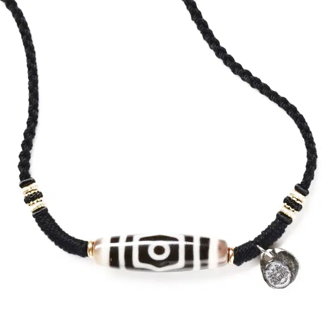 玉临门 新中式富贵吉祥三眼天珠 招财转运天珠首饰 玛瑙 项链 男女同款情侣款