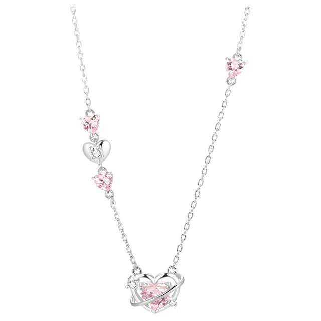 可定制刻字 华熹福珠宝 韩系甜美文艺小众设计可调节锁骨链 优质合金材质 时尚项链 女款