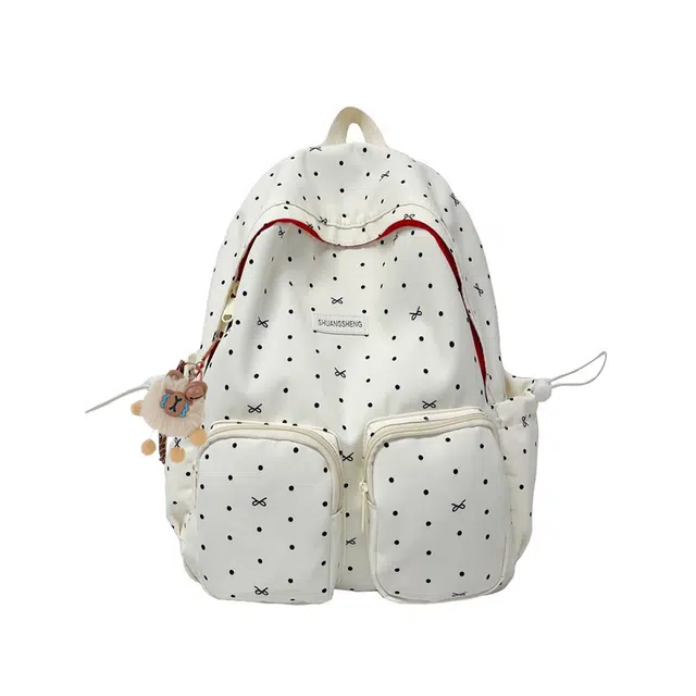 笛贝嘉 波点时尚潮流百搭 复合布 双肩包 常规 女款 多色