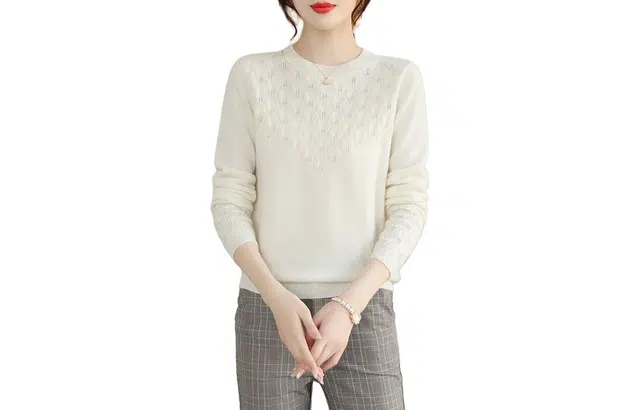 恒源祥 圆领纯色套头长袖羊绒衫 女款