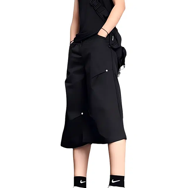 单爵 美式高街潮牌设计感铆钉七分痞帅运动速干休闲短裤 男女同款